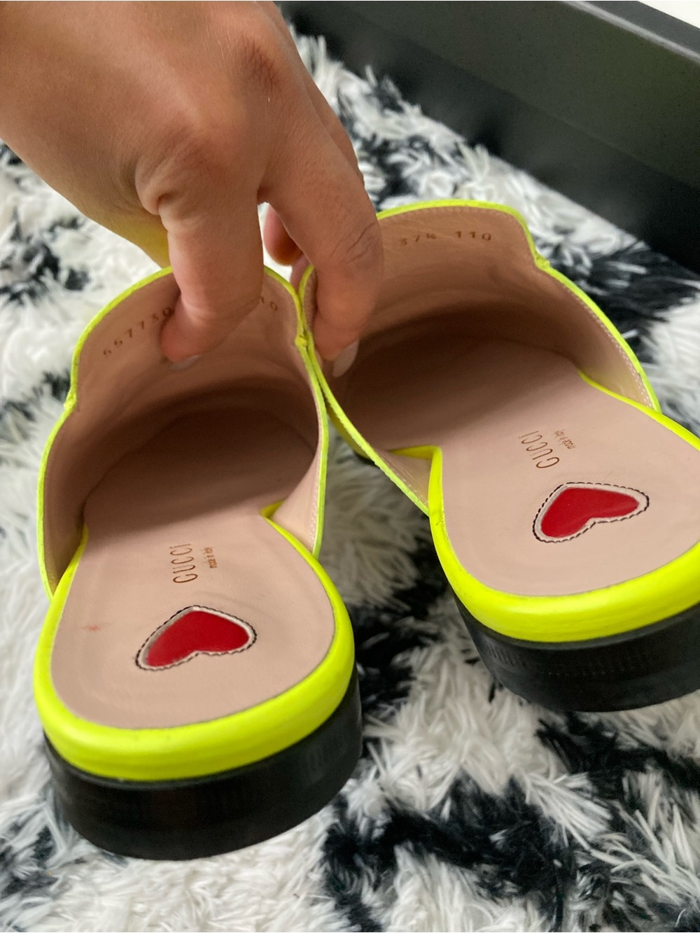 Gucci Neon Yellow Leather Horsebit Backless Mules - Picture 10 of 12